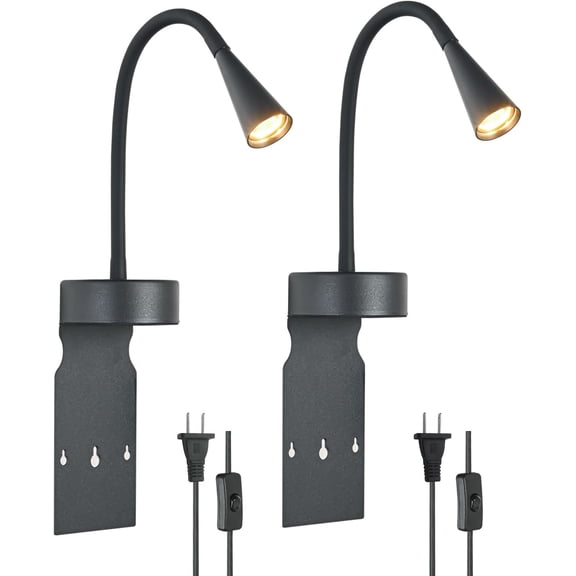 Black Headboard Reading Light, No Drilling Wall Mounted Reading Lights for Bedside, Book Light for Bedtime Reading, Buttonless Dimmable Reading Lamp, Movable Gooseneck Reading Sconces for Bedroom