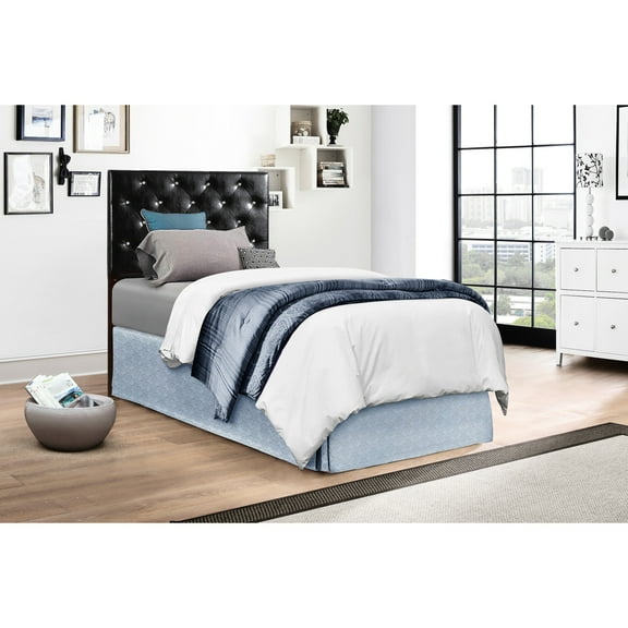 Black Headboard With Adjustable Height - Faux Leather Foam Filled 41 To 53 Inches Easy Clean And Mount On Bed/wall Magnificent Style Secure Stylish