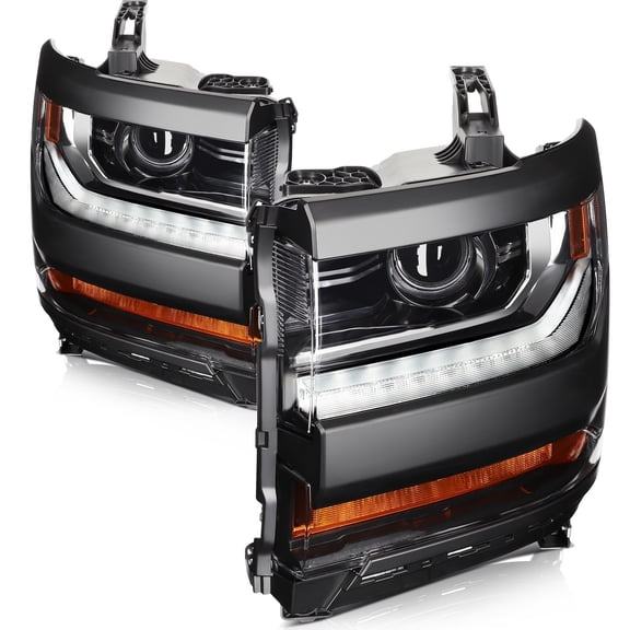 Black Headlights Assembly Fit For 2016-2018 Chevrolet Silverado 1500 L+R Side