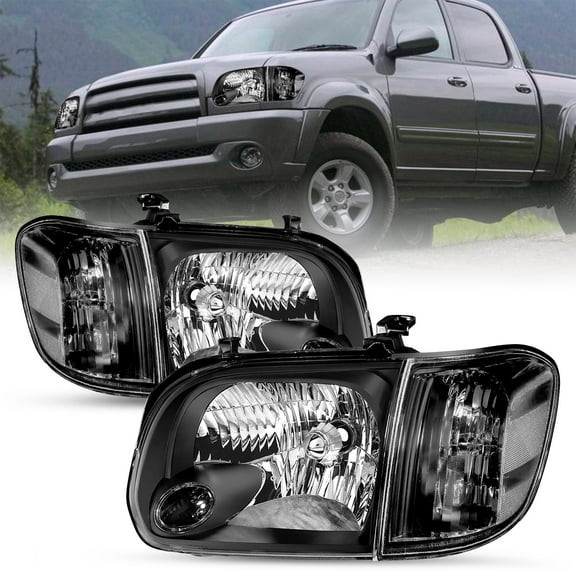 Black Headlights Assembly Lamps L+R For 2005-2006 Toyota Tundra 05 06 07 Sequoia