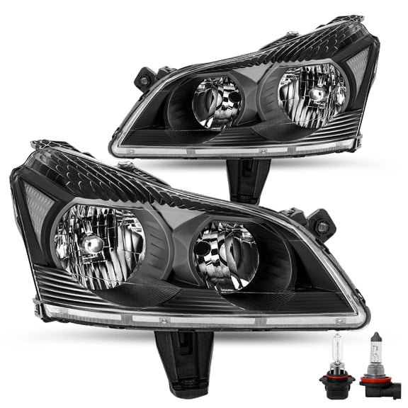Black Headlights For 2009-2012 Chevy Traverse LS LT Headlamps w/Bulbs Left&Right