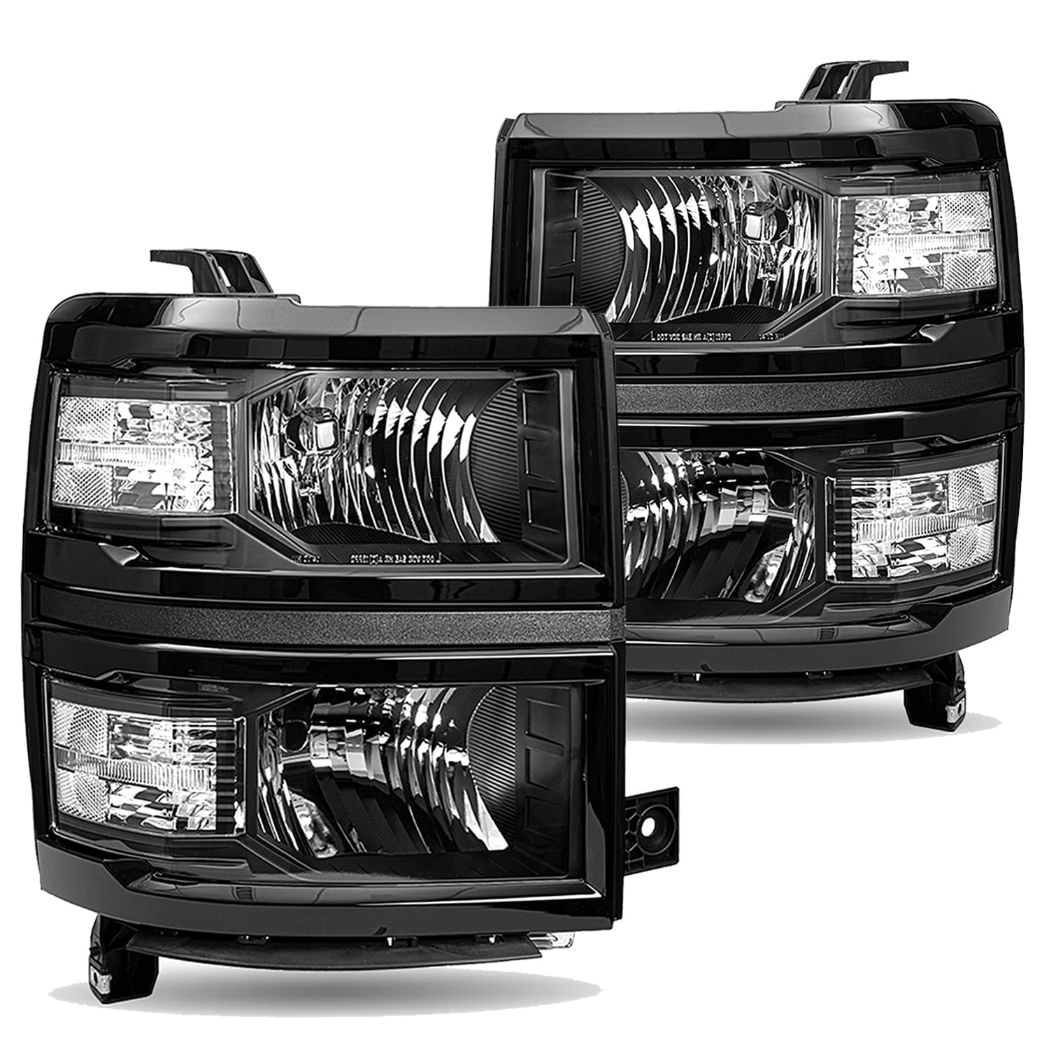 Black Headlights For 2014-2015 Chevy Silverado 1500 Pickup Headlamps LH+RH 14-15