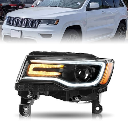Black Headlights For 2014-2021 Jeep Grand Cherokee w/Bulbs&Ballast HID Lamp LH/RH