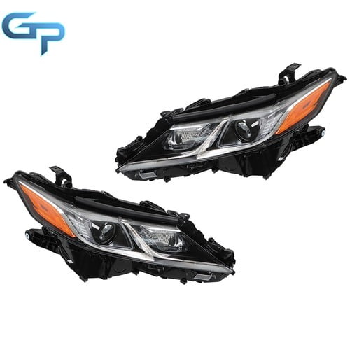 Black Headlights For Toyota Camry L LE SE 2018-2024 Halogen Headlamps Left+Right
