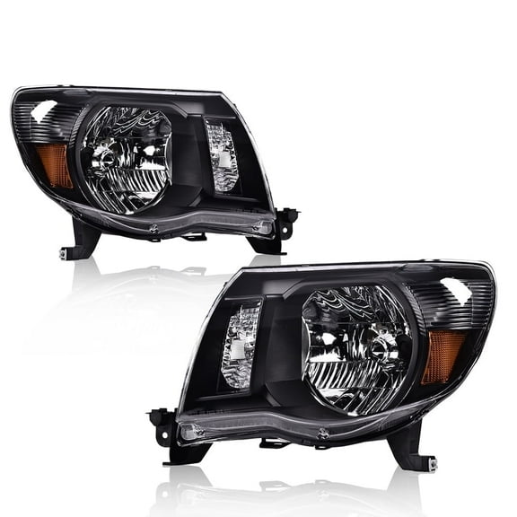 Black Headlights  Front Headlamps Light Left+Right Fit for 2005-2011 Toyota Tacoma