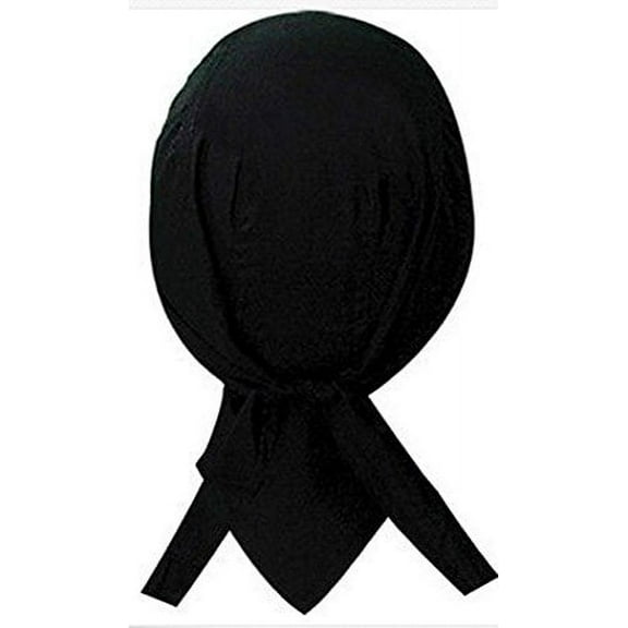 Black Headwrap Motorcycle Skull Cap Dew Rag Cotton Mens Womens