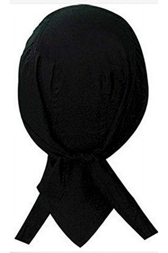 Black Headwrap Motorcycle Skull Cap Dew Rag Cotton Mens Womens