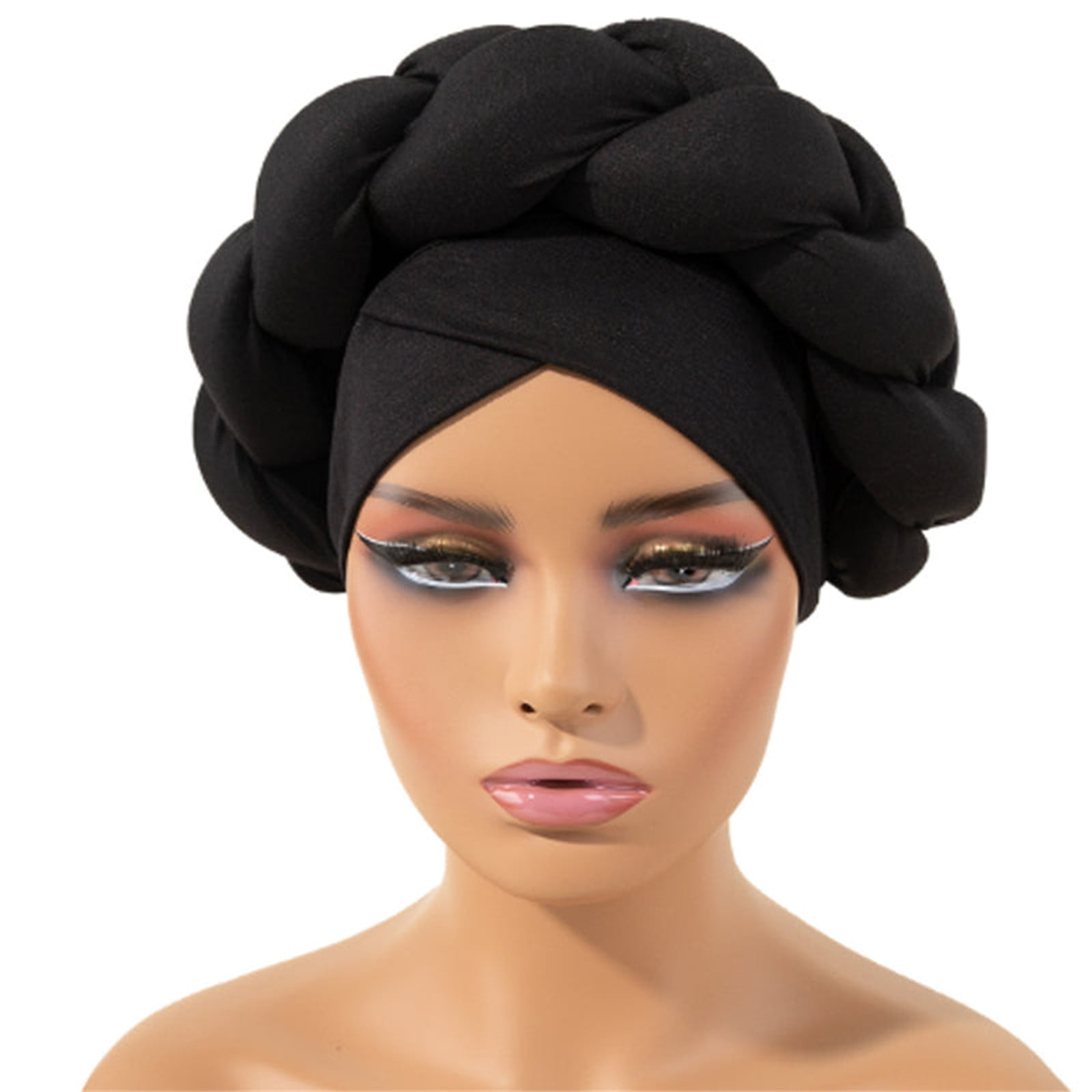 Black Heardband Boho Braided Turban Hat African Turbans for Women ...