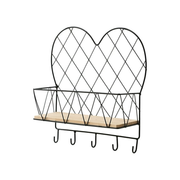Black Heart Shaped Floating Shelves Metal Wall Shelves Decorative Storage Shelves For Living Room Bathroom Bedroom Book Display Romantic Industrial Modern Home Decor
