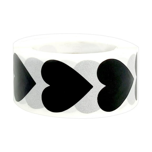 Black Heart Shaped Stickers Self-Adhesive Blank Labels 500 Labels Per Roll With Permanent Adhesive Peel And Stick Design And Pvc Material For Crafting Organizing Scrapbooking And Gift Wrap