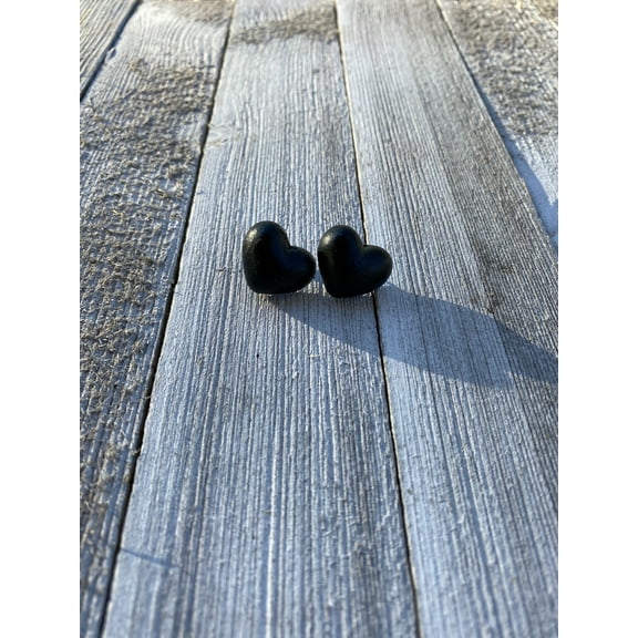 Black Heart Valentine Heart Stud Earrings