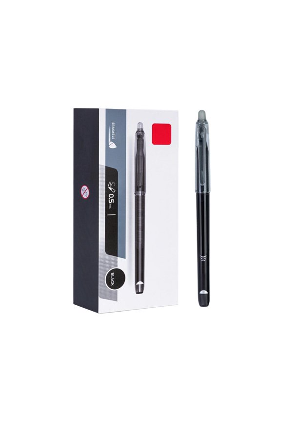 Black Heat Erasable Gel Pens 0.5mm Fine Point Retractable Friction Pen with Built in Eraser for Campus Homework Note Taking Daily Journal Gift for Him Her Daughter Son