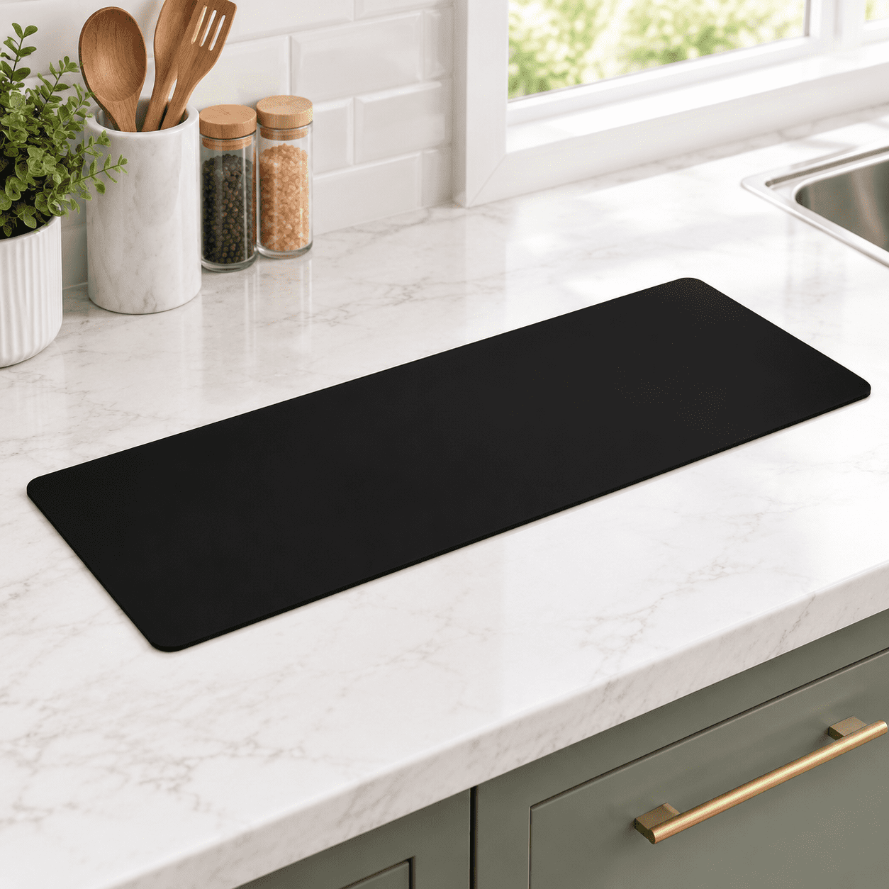 Black Heat Resistant Silicone Roll Mat for Kitchen Counter and Drying ...