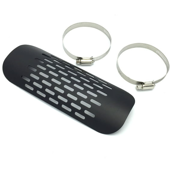 Black Heat Shield, Triple Dipped Chrome Finish, for Kawasaki Models with Diameter Measures from 1 7/8" to 2 3/4"