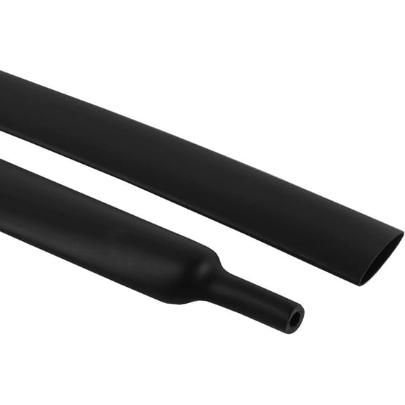 Black Heat Shrink Tubing 4:1 Ratio Adhesive Lined - Marine Grade Waterproof Wire Insulation Seal (1/4“-12Feet, Black)