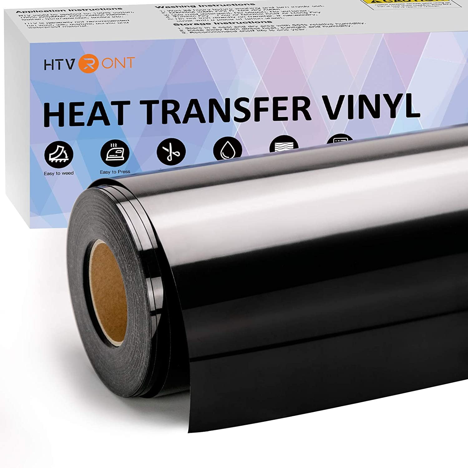  Black Heat Transfer Vinyl Rolls, 12x25ft Black Iron
