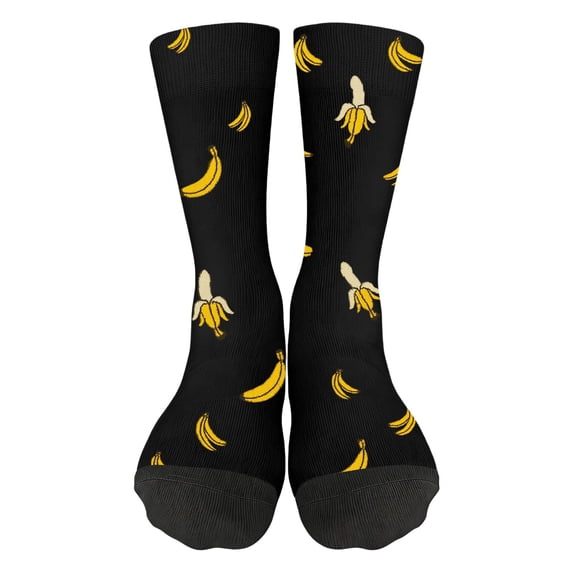 Black Heated Competitive Banana Socks Cute Banana Socks For Men And Women Polyester
