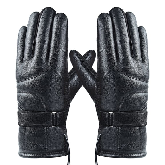 Black Heated Gloves Motorcycle Winter Moto Warm Rechargeable Heating Thermal Gloves For Snowmobile Outdoor Activities With Touchscreen 1Pc