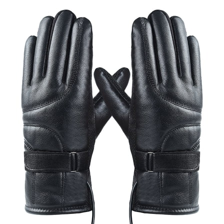 Black Heated Motorcycle Gloves, Rechargeable Thermal Gloves With Touchscreen Capability, Windproof And Water-Resistant For Snowmobile, Winter Riding And Outdoor Sports