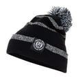 thumbnail image 1 of Black / Heather Grey Stripe Pom Pom Beanie (Trejo's Tacos), 1 of 2