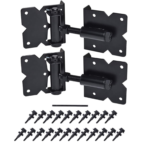 Black Heavy Duty Adjustable Self-Closing Gate Hinges for Wooden Vinyl PVC Fences