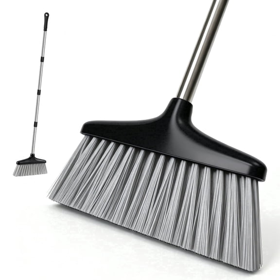 Heavy Duty Broom, Outdoor and Indoor Brooms, for Floors Home Kitchen Garage Commercial Patio Industrial Snow, Black