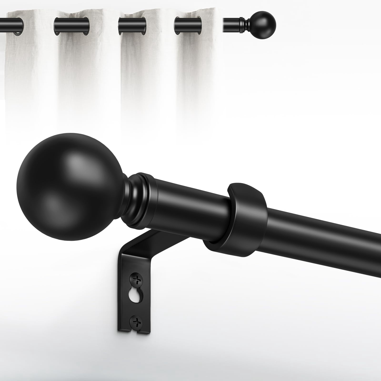Iron Rods For Windows Black Heavy Duty Curtain Rod for Windows 18 to 45 Inches, Adjustable ...
