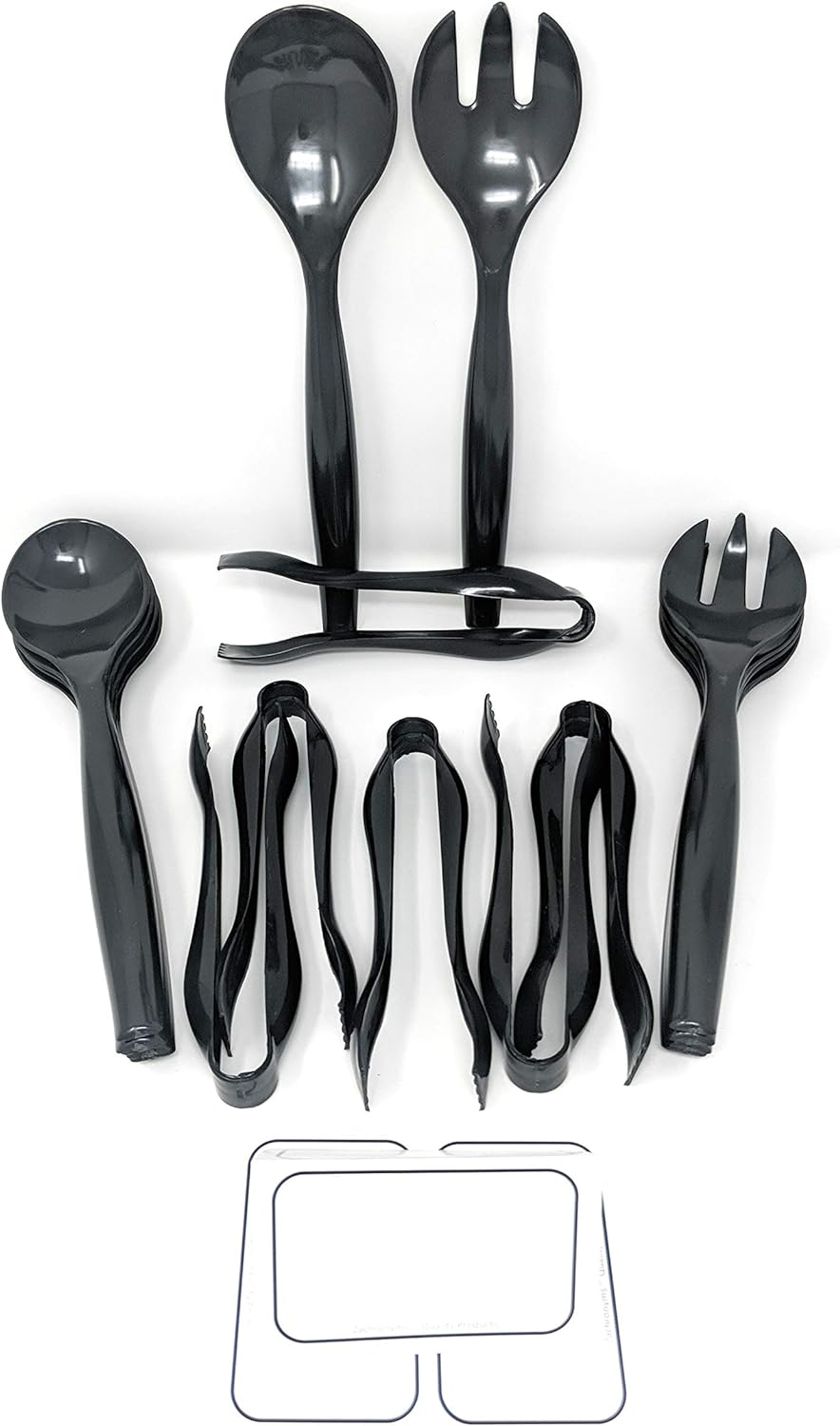 Black Heavy Duty Disposable Plastic Serving Utensils 18 Pieces