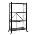 Black Heavy Duty Foldable Metal Pantry Organizer with Wheels