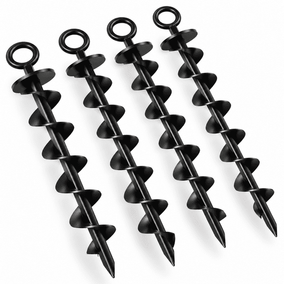 Black Heavy Duty Galvanized Steel Trampoline Anchor Kit, 4 Pack