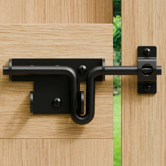 Black Heavy Duty Hardware Slide Lock, Slide Bolt Gate Latch with Padlock Hole, Thickened Metal Sliding Bolt Fence Gate Latch, Gate Latch for Wooden Fence Shed Yard Door, 1 Pack