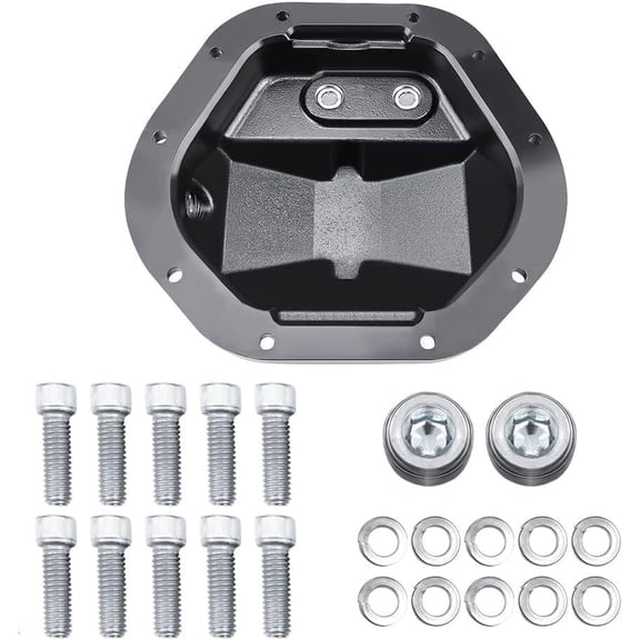 Black Heavy Duty Iron Front & Rear Differential Cover Compatible with Dana 44 Axle YHCC-D44