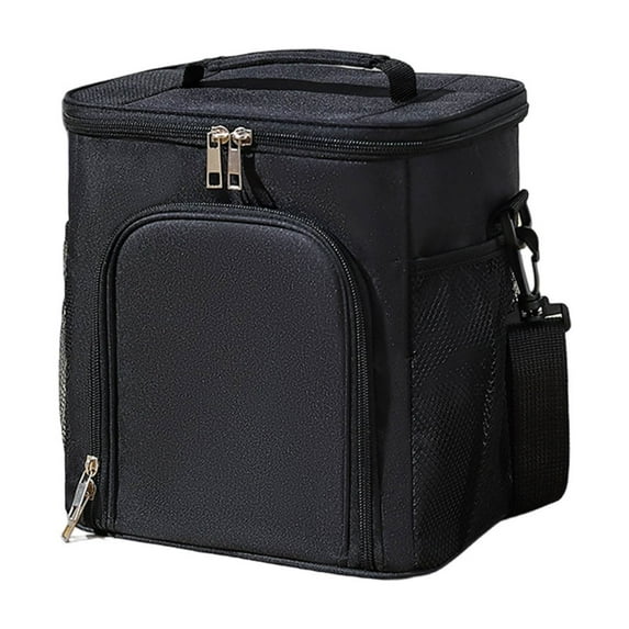 Black Heavy Duty Lunch Box Bag, Insulated Cooler Tote With Thickened Foil Lining And Front Pocket For Adults, Camping And Meal Prep 8.86X6.69X9.25In 0.44Lb
