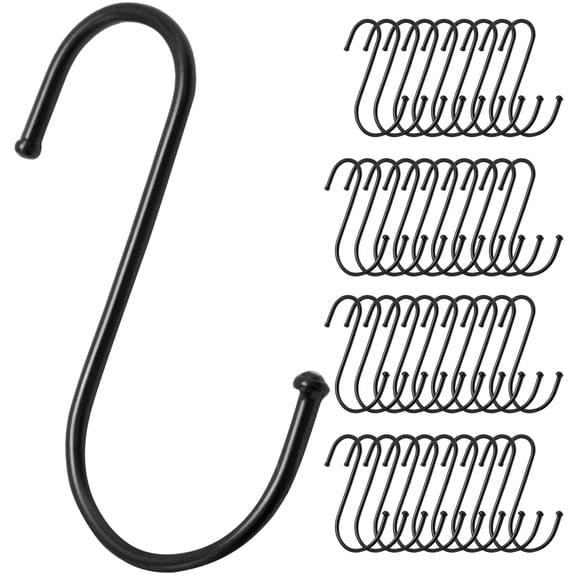 40 Pack Black Heavy-Duty Metal S Shape Hanging Hooks, 3.9 Inch Extra Large Multipurpose Utility Hooks for Kitchenware, Bathroom Towels & Plant Hanging