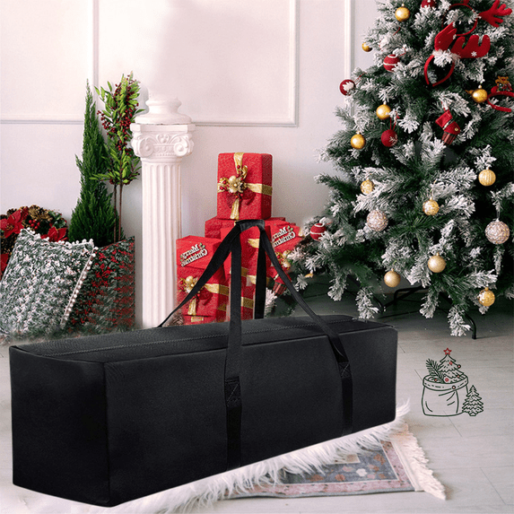 Black Heavy‑Duty Oxford Water‑Resistant Dust‑Proof Christmas Storage Bag for Artificial Tree, 45x12x13 Inch Christmas Storage Bag, Xmas Decor Storage, Farmhouse Christmas Decor & New Year Home Decor