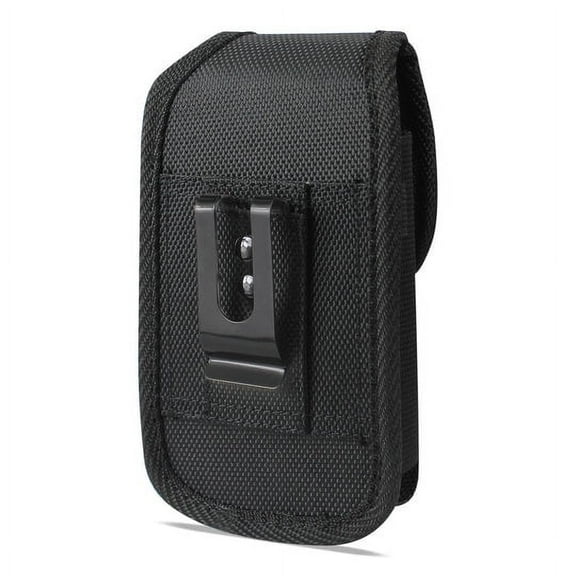 Black Heavy Duty Rugged Sturdy Clip Belt Loop Case compatible with Consumer Cellular Iris Flip
