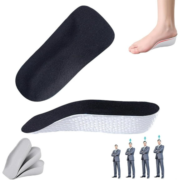 Black Height Increase Insole, GIXUSIL 2 Pcs Orthopedic Shoes High Pads for Men Women Arch Support Shoe Lifts Shock Absorption Heel Lift Insole Foot Pain Relief, 1in/2.5cm