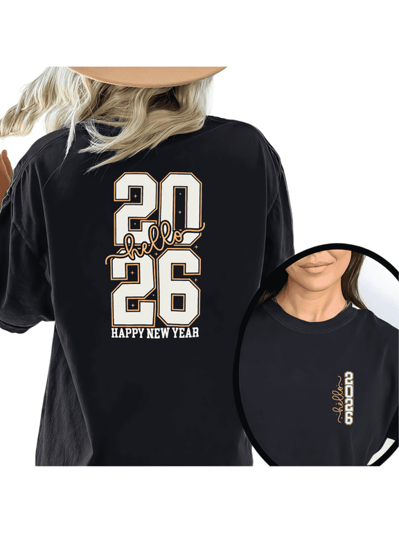 Black Hello 2026 Graphic Tees Varsity Print Tshirt T shirt Jersey Number Shirts S-5XL Retro Pattern Tops