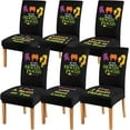 thumbnail image 1 of Black Helloween Dining Chair Covers Set of 6,Stretch Parsons Chair slipcovers,Kitchen Helloween Decor Chair Seat Cover Protectors(Witch,6 Pack), 1 of 6