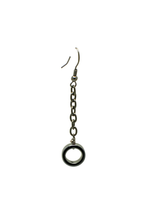 Black Hematite Dangle Hoop Earrings