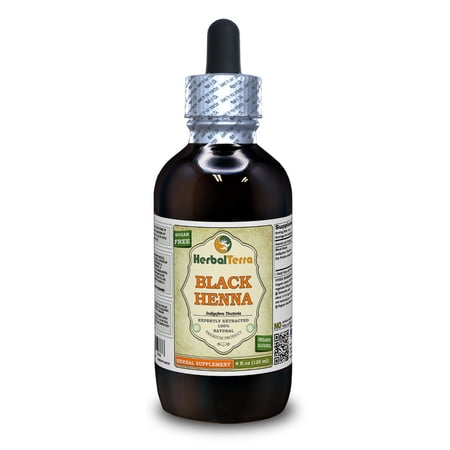 Black Henna Dry Powder Absolutely Natural Expertly Extracted by Trusted HerbalTerra Brand Certified Organic Alcohol-Based Liquid Extract. Proudly made in USA. Tincture 4 Fl.Oz