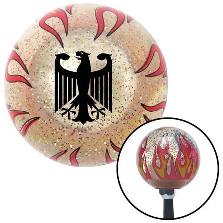 Black Heraldic Eagle Clear Flame Metal Flake Shift Knob with M16 x 1.5 Insert Auto Brody