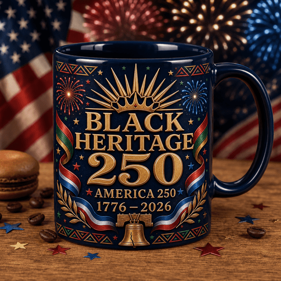 Black Heritage America 250 Mug, 1776-2026 Commemorative Coffee Mug Patriotic Gift