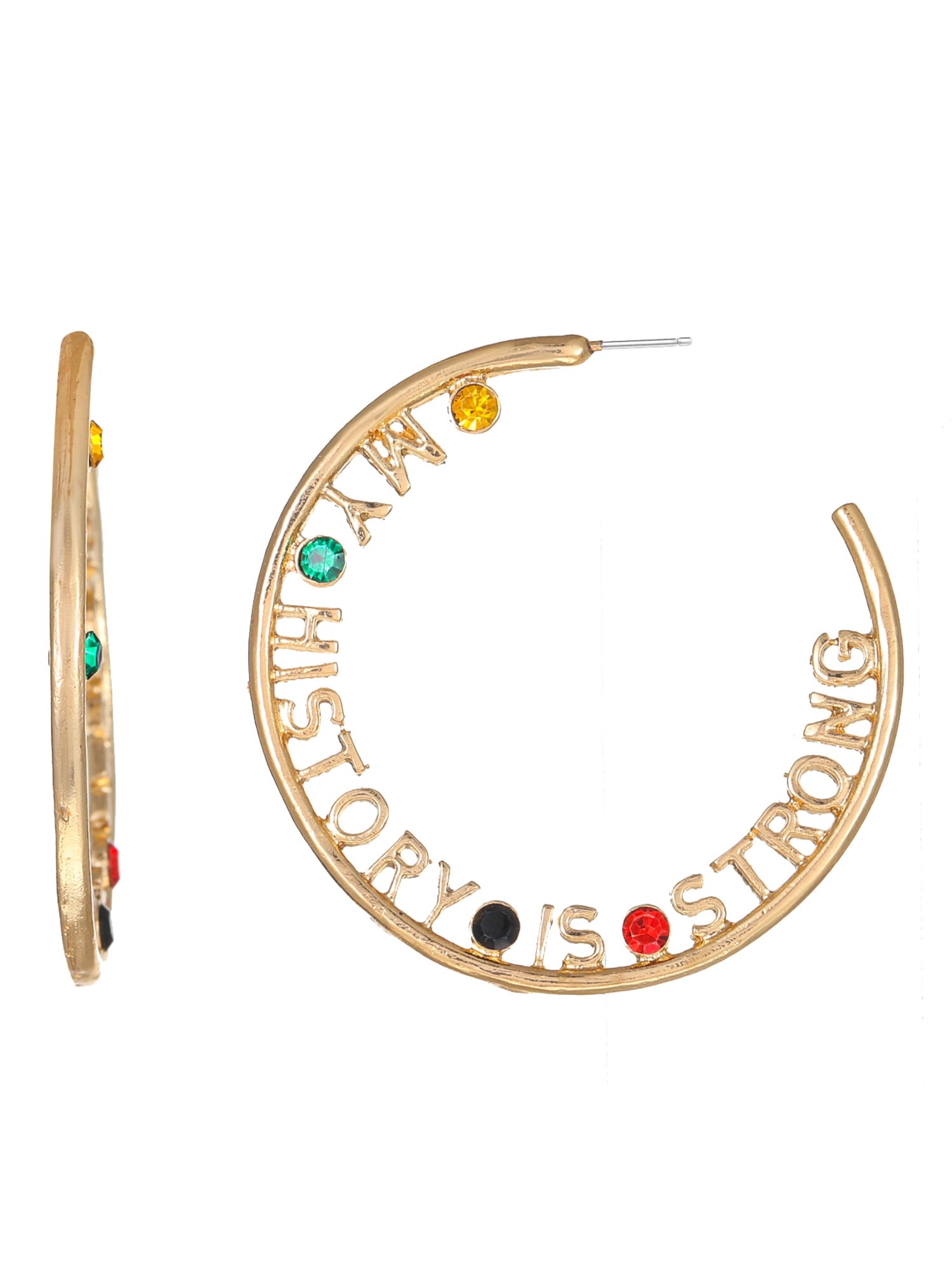 Black Heritage Gold-Tone History Statement Hoop Earrings