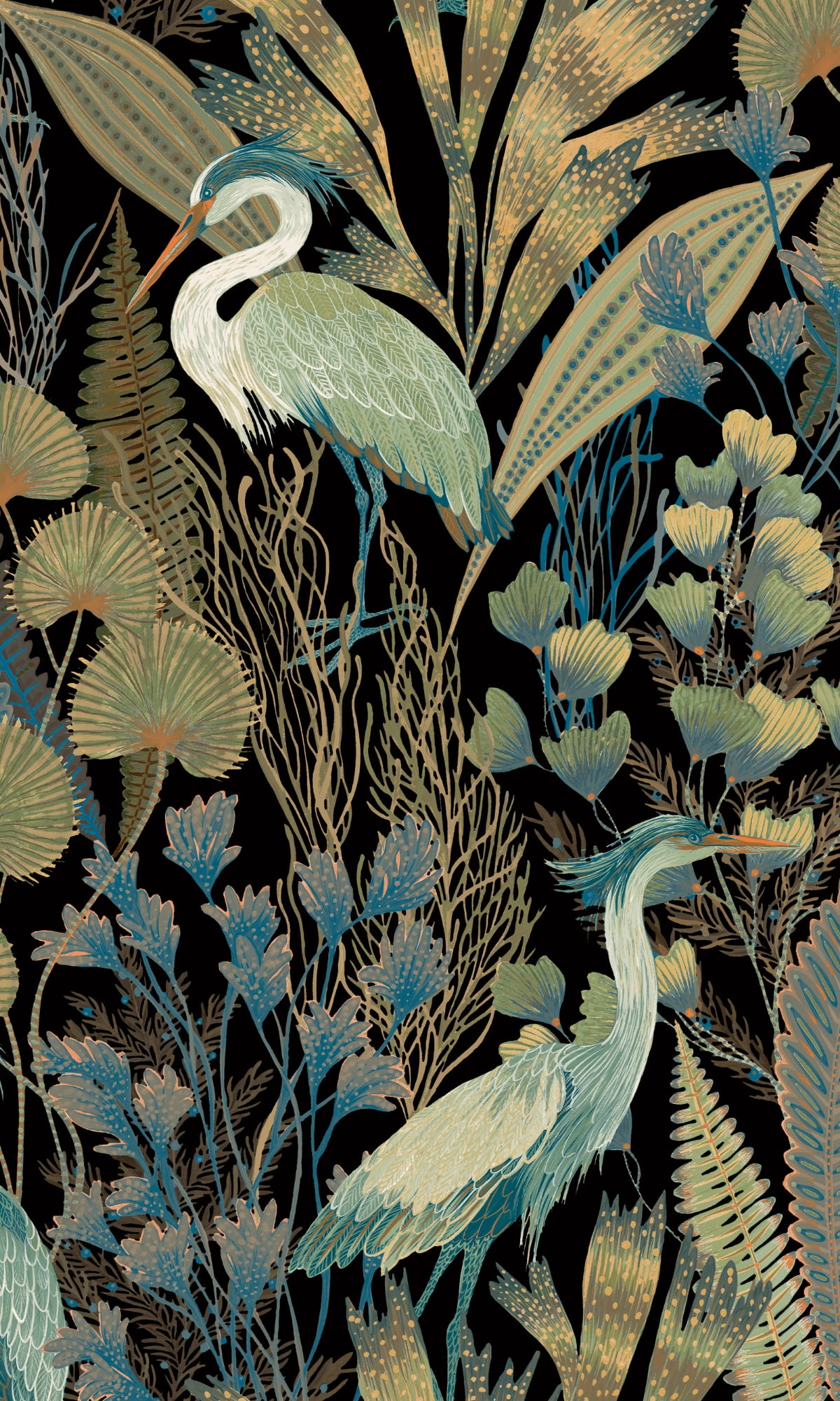 Black Heron Birds Tropical Wallpaper