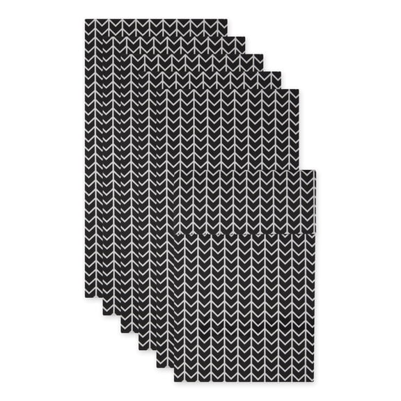 Black Herringbone Print Fridge Liner (Set of 6)