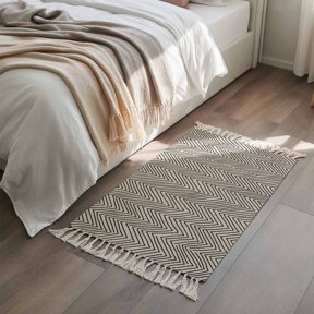 Black Herringbone Retro Linen Boho Hallway Runner Rug 2x3ft, Kitchen Runner Rug Tassel Rugs, Abstract Geometric Texture Area Rugs Floor Carpet for Living Room Bedroom Entryway