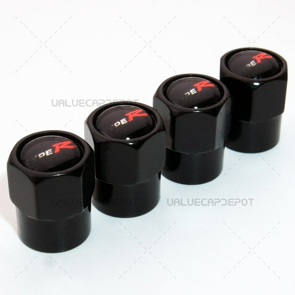 Black Hex Shape Type R Logo Emblem Car Wheel Tire Air Valve Cap Stem Dust Cover