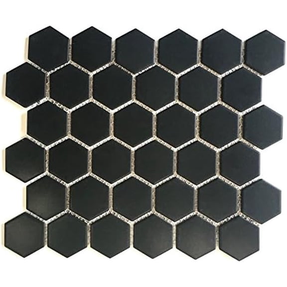 Black Hexagon 2" Satin Matte Porcelain Mosaic Floor and Wall Backsplash Bath Kitchen 10 Pack$$Tools & Hardware Other