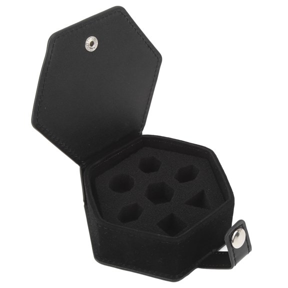 Black Hexagon PU Leather Dice Box Storage Case Tray Portable Multifunctional Organizer for Tabletop Role Playing Games RPG Board Games Accessories 4.33 inches / 11 cm-